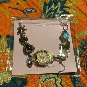 Maison Jules Gold and Turquoise Charm Necklace